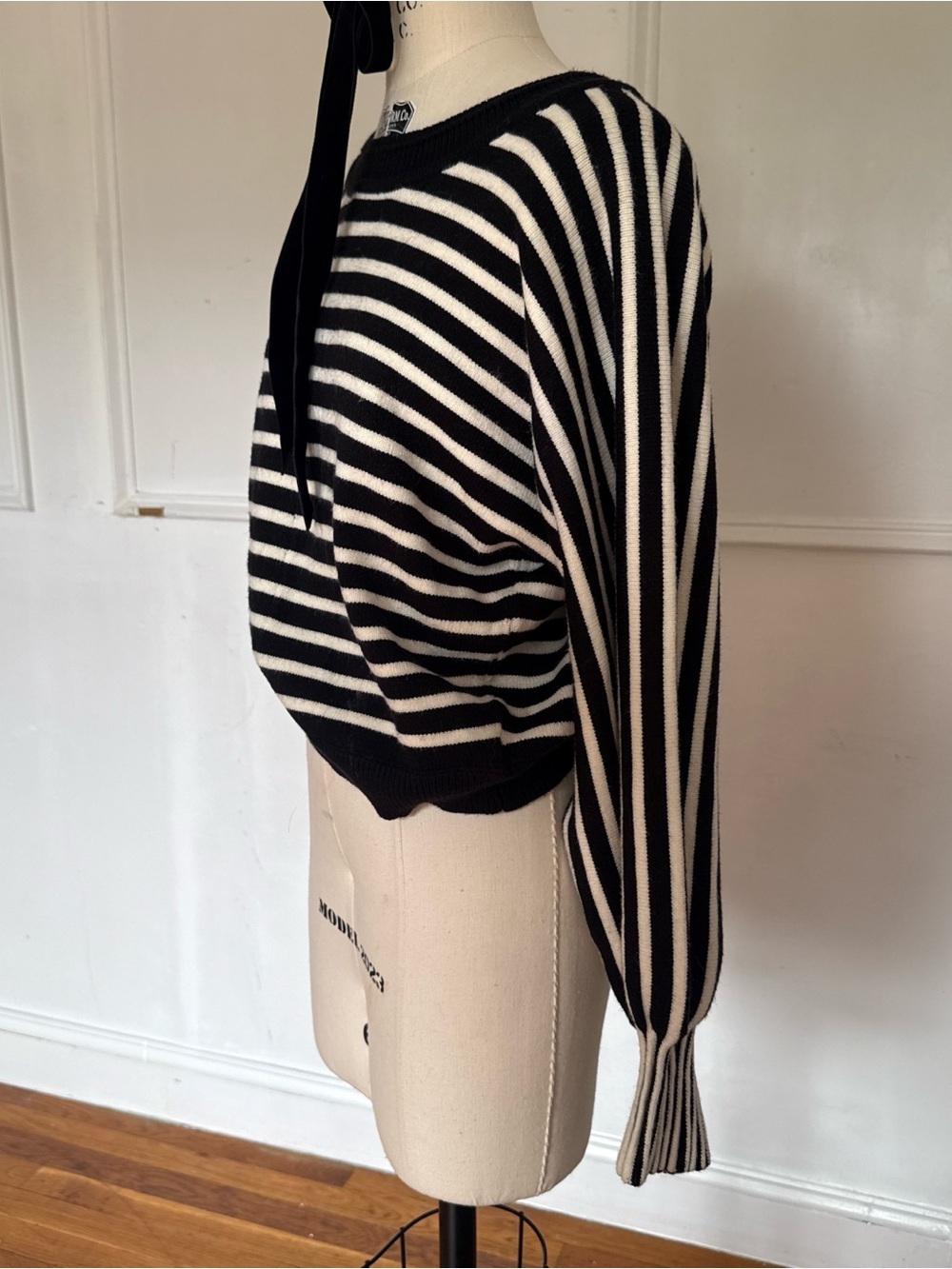 Lush Black and White Striped Crewneck Sweater - Picture 6 of 7